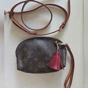 Louis Vuitton Brown Crossbody Bag with Red Tassel